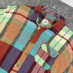 BDG Urban Outfitters Dani Oversized Flannel Shirt Jacket Teal Rust Plaid Medium